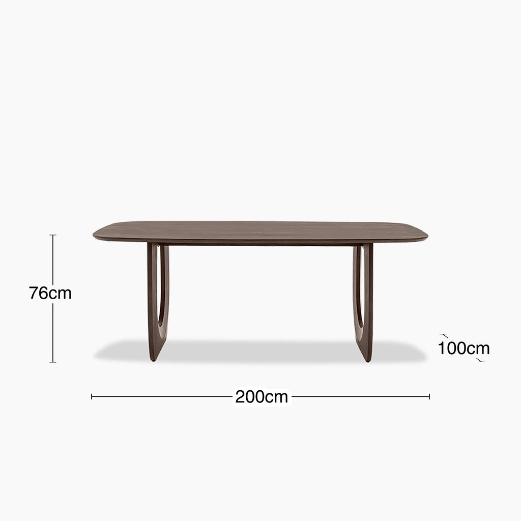 Asher 6 Seat Rectangle Wooden Dining Table | Dark Mango Wood