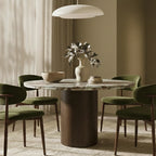 Bond 4 Seat Round Dining Table | French Riviera Marble & Walnut