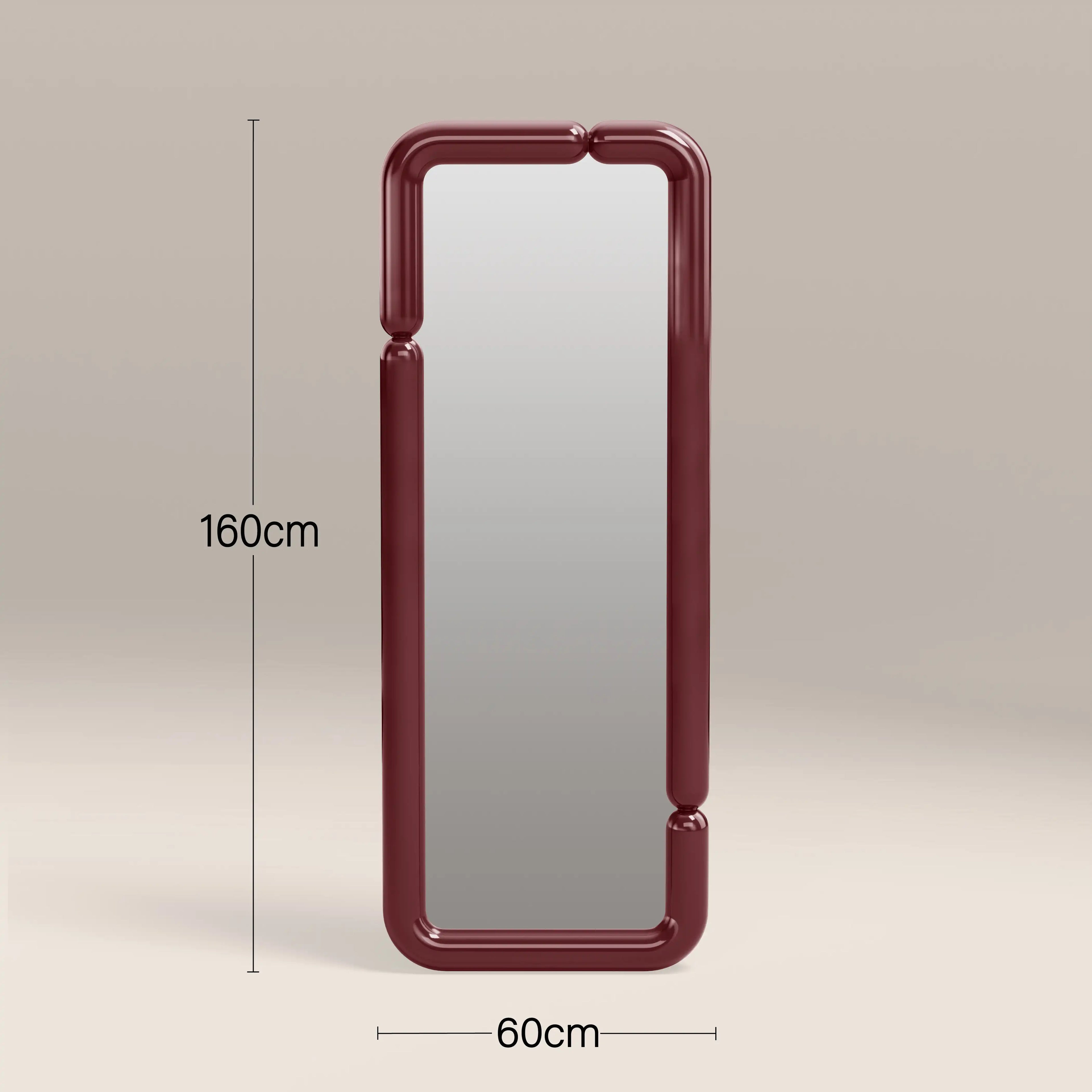 Alana Full Length Wall Mirror, 160 x 60 cm| High Gloss Burgundy