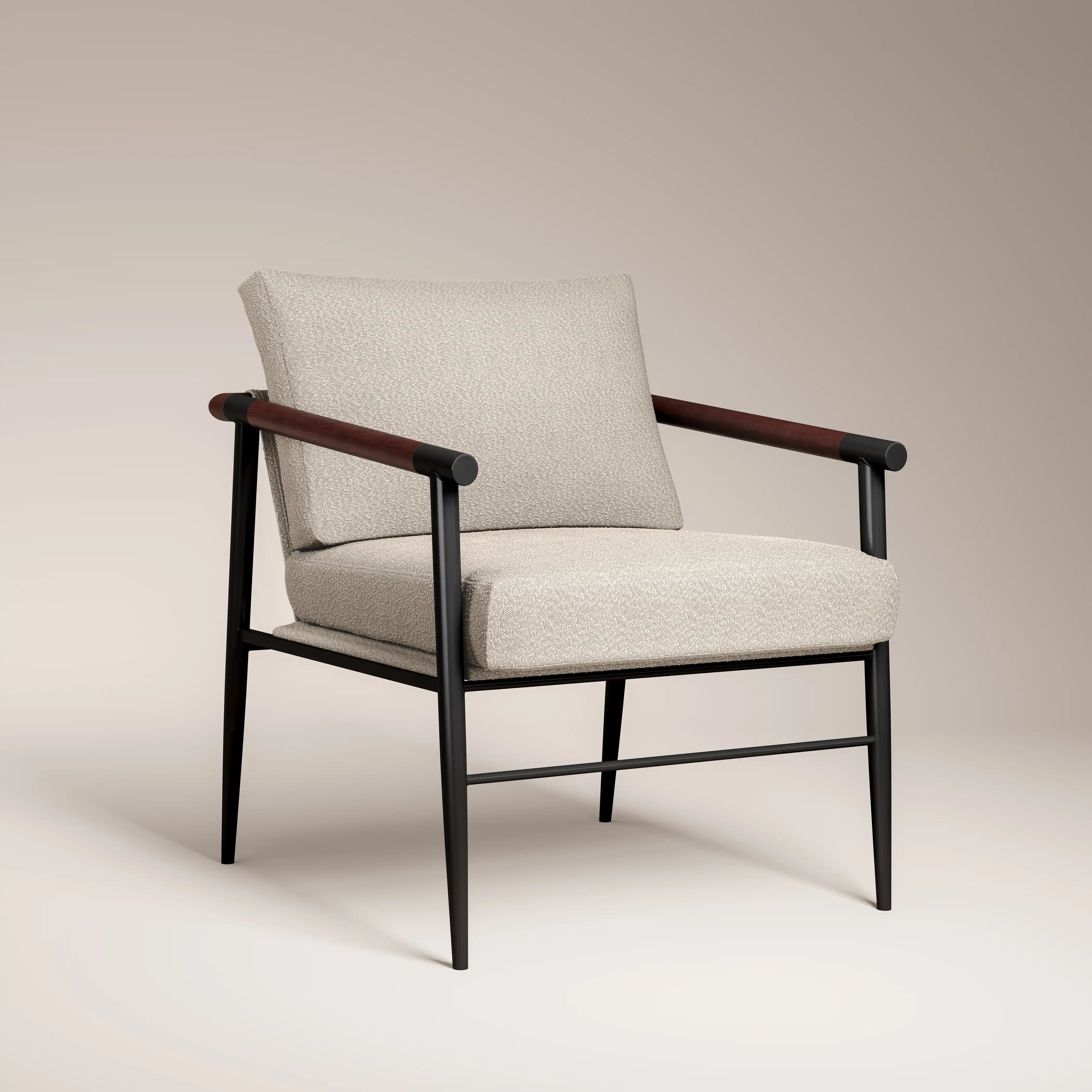 Barbican Armchair | Speckled Stone Sustainable Boucle & Black