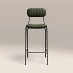 Boston Bar Stool With Backrest | Dark Green Faux Leather & Gunmetal