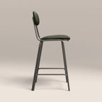 Boston Bar Stool With Backrest | Dark Green Faux Leather & Gunmetal