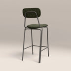 Boston Bar Stool With Backrest | Dark Green Faux Leather & Gunmetal