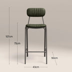 Boston Bar Stool With Backrest | Dark Green Faux Leather & Gunmetal