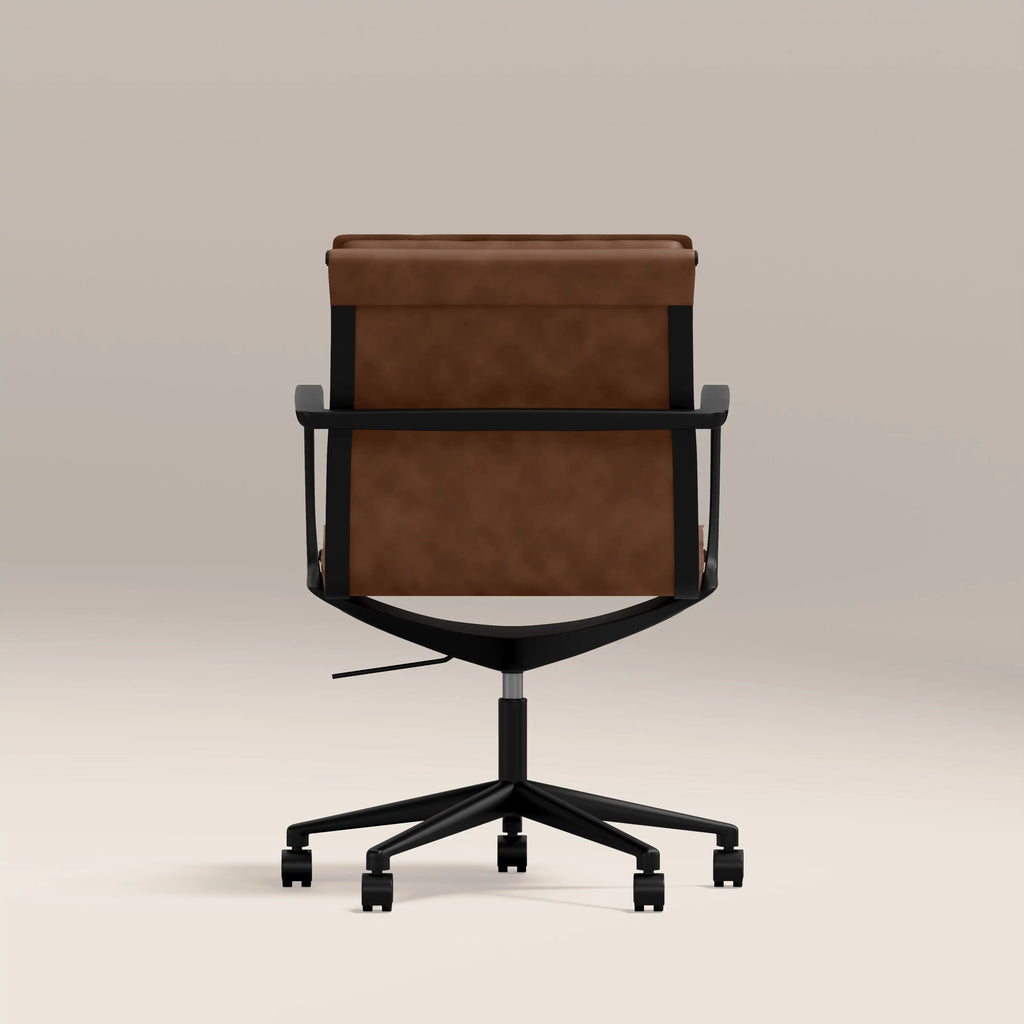Bria Office Chair | Vintage Tan Faux Leather & Black