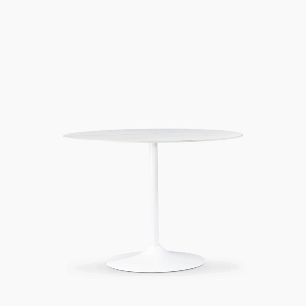 Isla 4 Seat Round Dining Table | White Ceramic & White