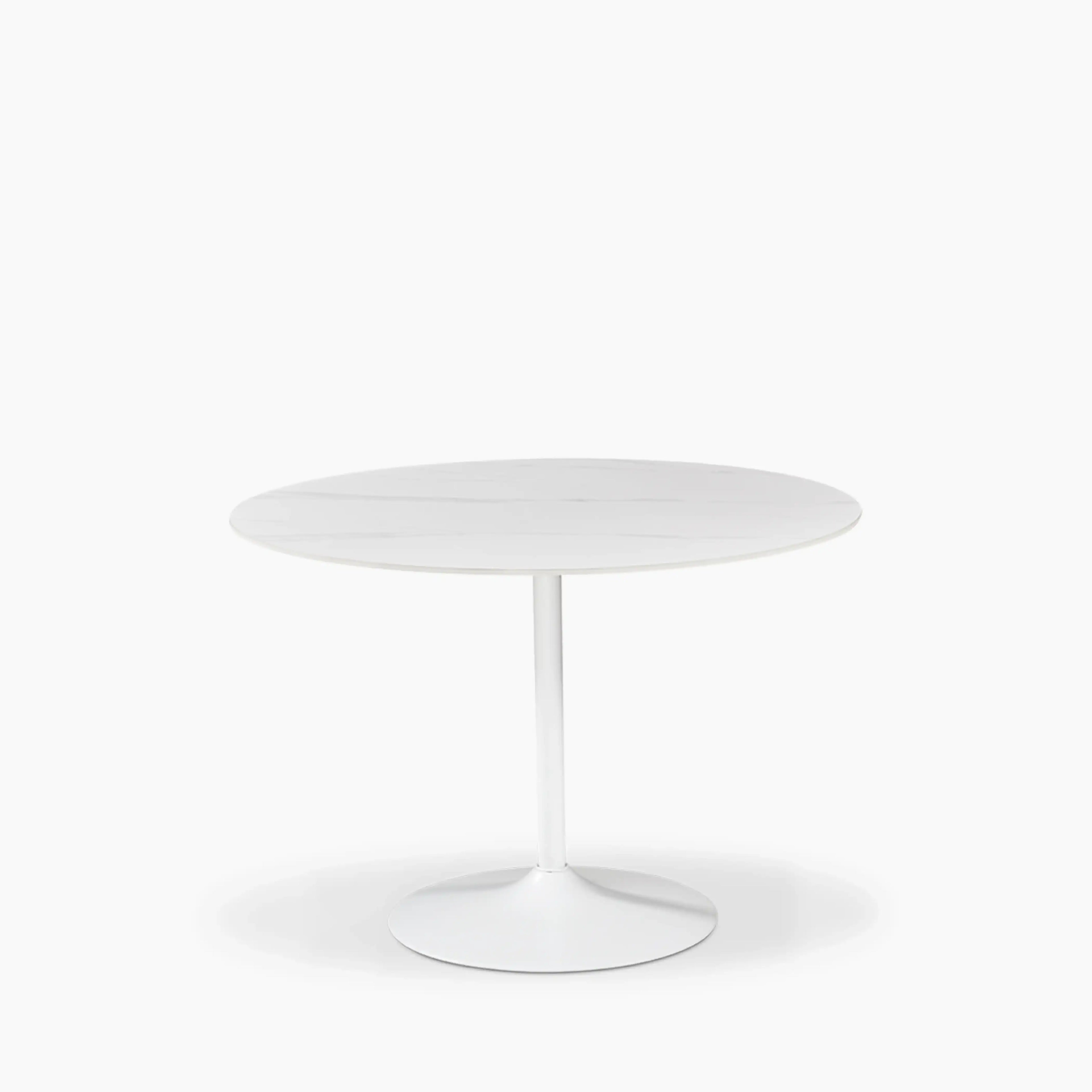 Isla 4 Seat Round Dining Table | White Ceramic & White