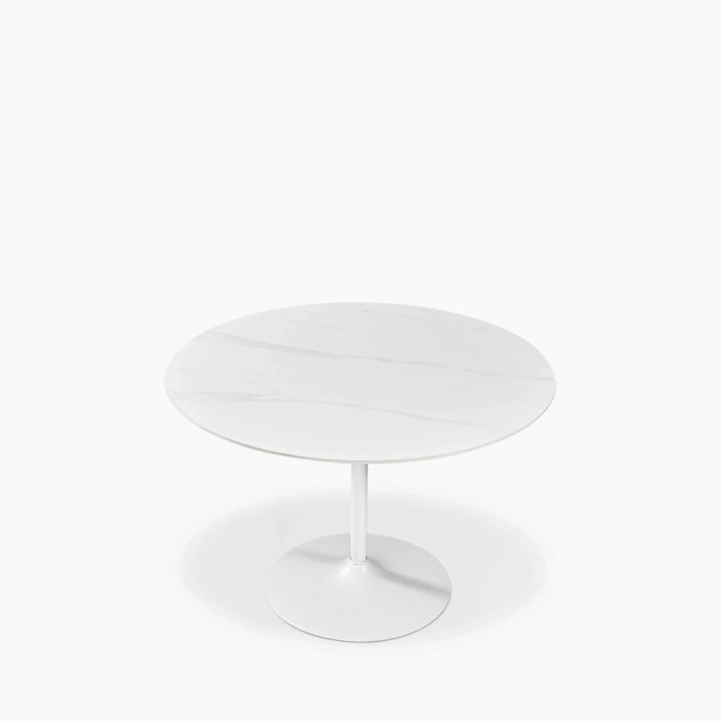 Isla 4 Seat Round Dining Table | White Ceramic & White