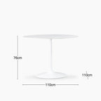 Isla 4 Seat Round Dining Table | White Ceramic & White