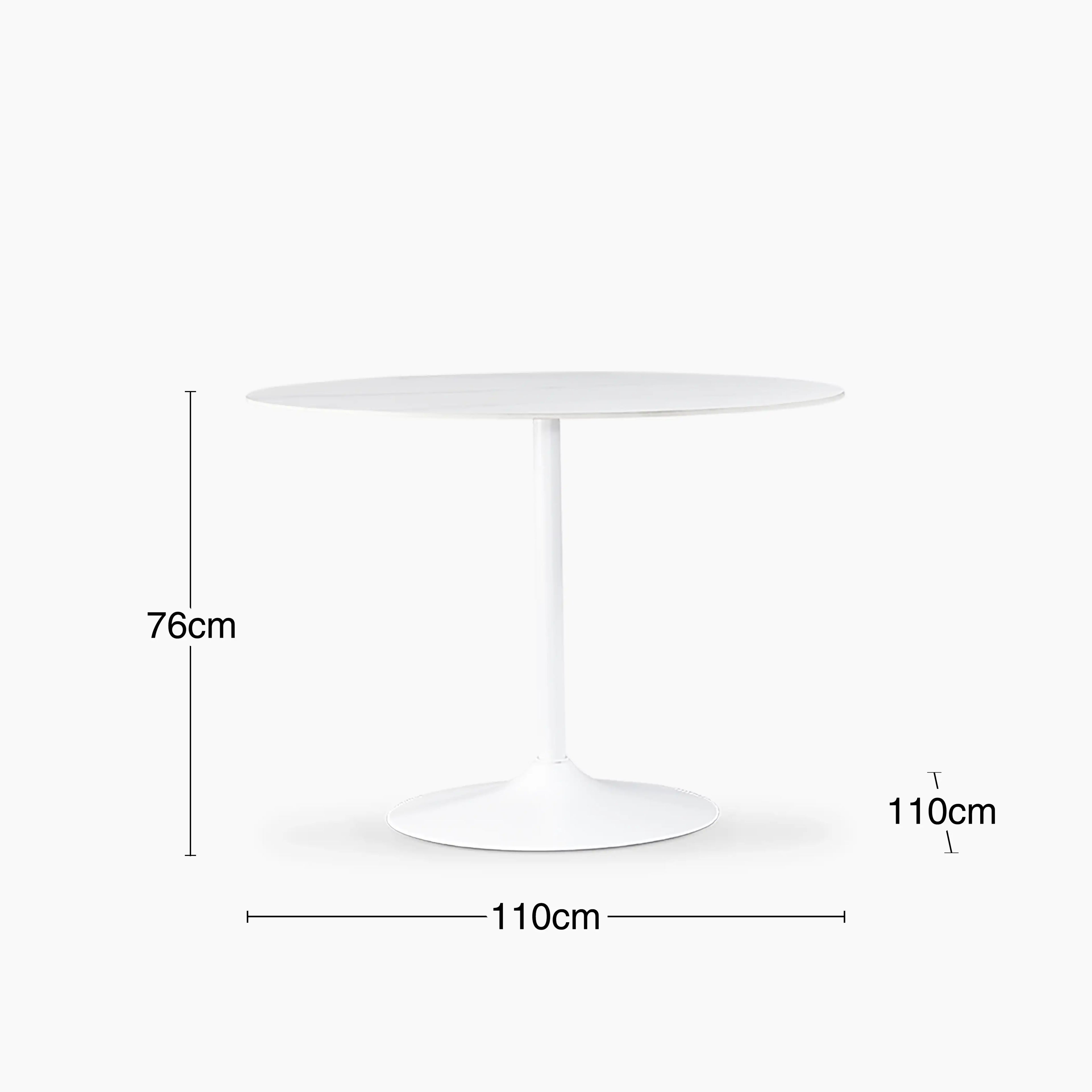 Isla 4 Seat Round Dining Table | White Ceramic & White