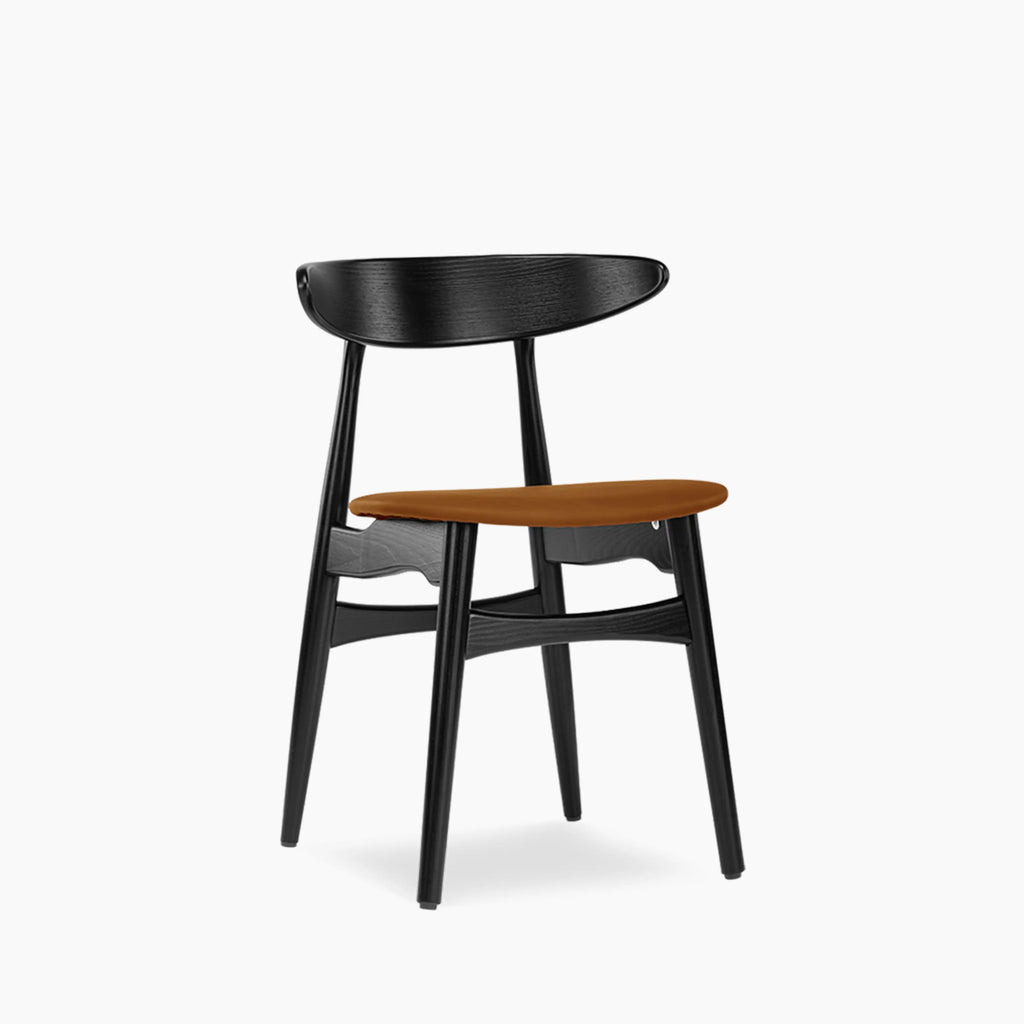 Malmros Wooden Dining Chair | Tuscan Tan Faux Leather & Black