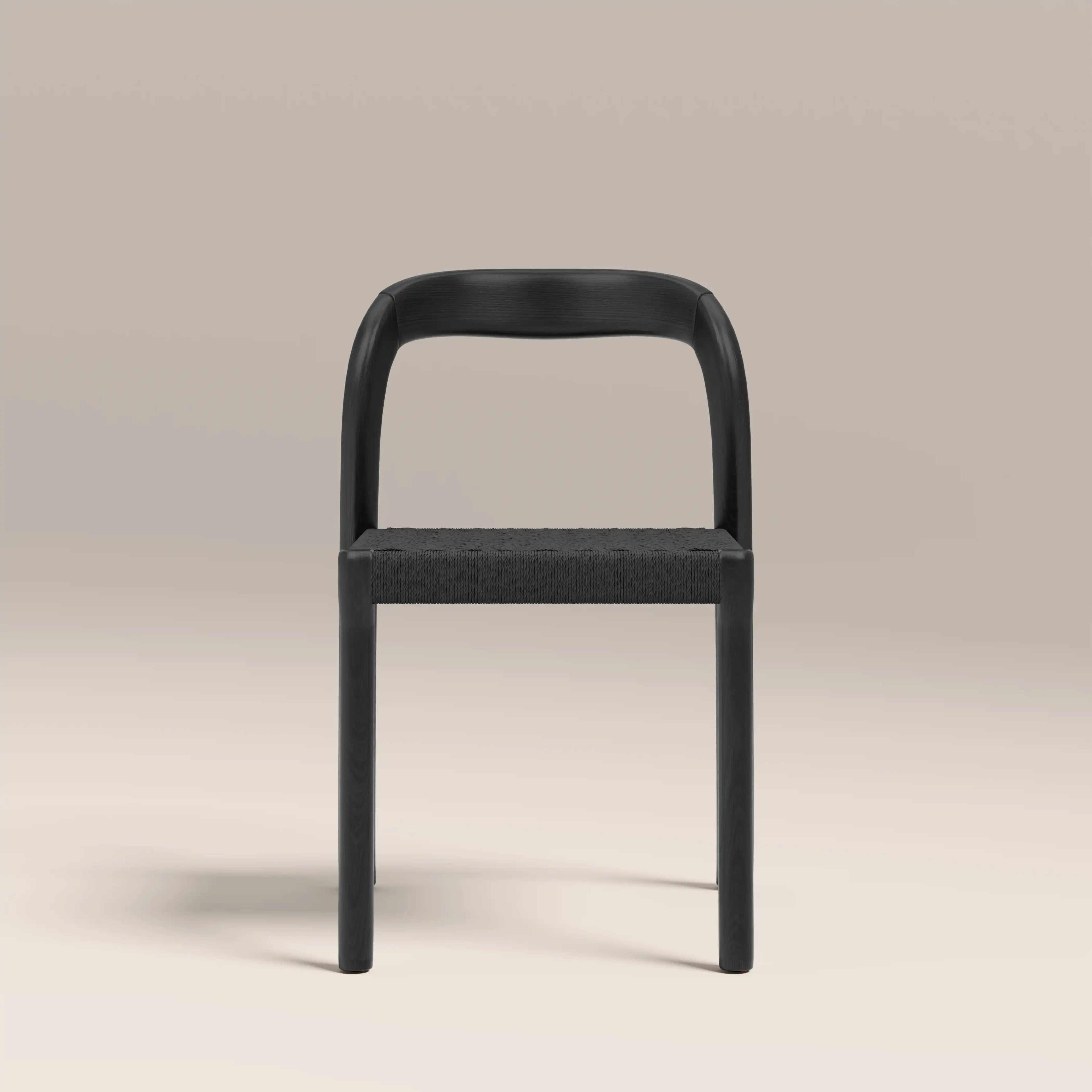 Madeleine Stackable Wooden Dining Chair | Black Weave & Black