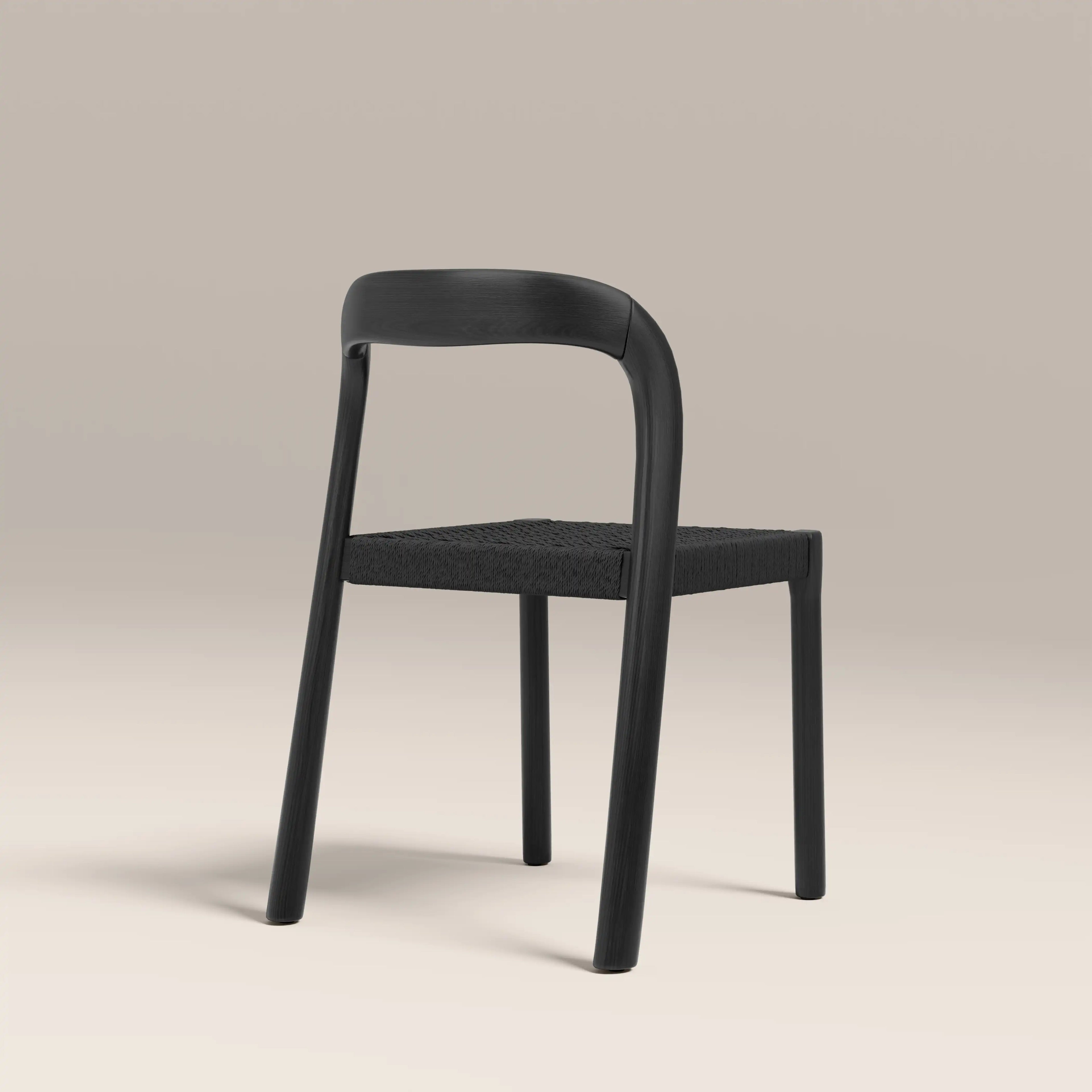 Madeleine Stackable Wooden Dining Chair | Black Weave & Black