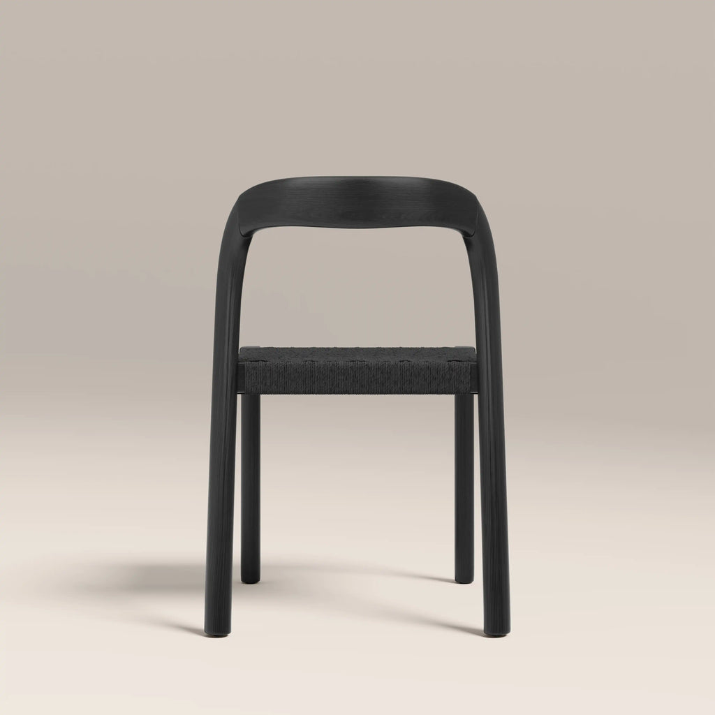 Madeleine Stackable Wooden Dining Chair | Black Weave & Black