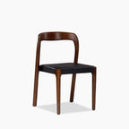 Madeleine Stackable Wooden Dining Chair | Vintage Black Faux Leather & Walnut