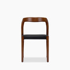 Madeleine Stackable Wooden Dining Chair | Vintage Black Faux Leather & Walnut