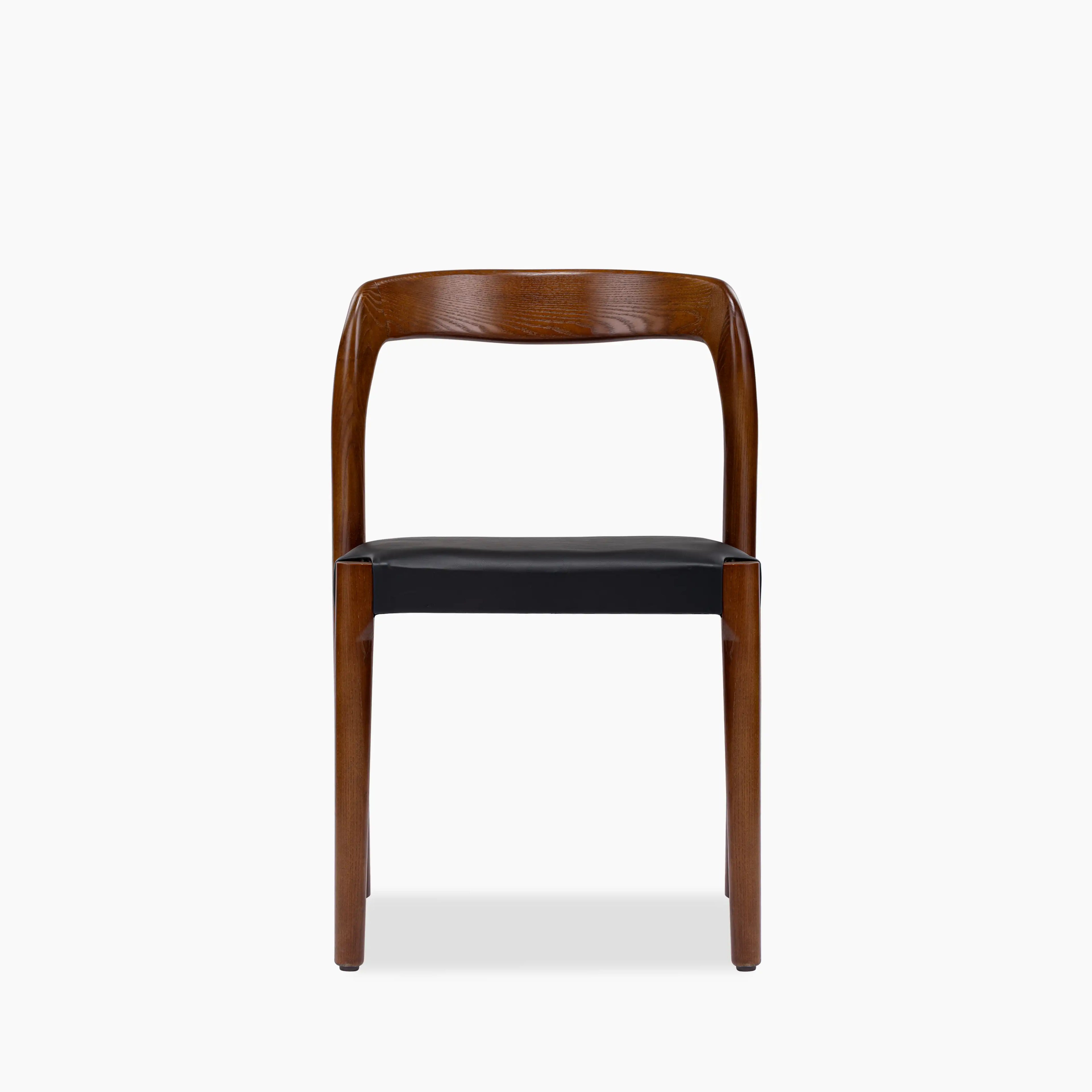 Madeleine Stackable Wooden Dining Chair | Vintage Black Faux Leather & Walnut