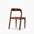 Madeleine Stackable Wooden Dining Chair | Vintage Tan Faux Leather & Walnut