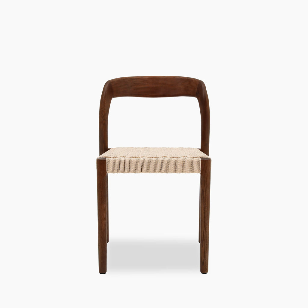 Madeleine Stackable Wooden Dining Chair | Natural Weave & Walnut