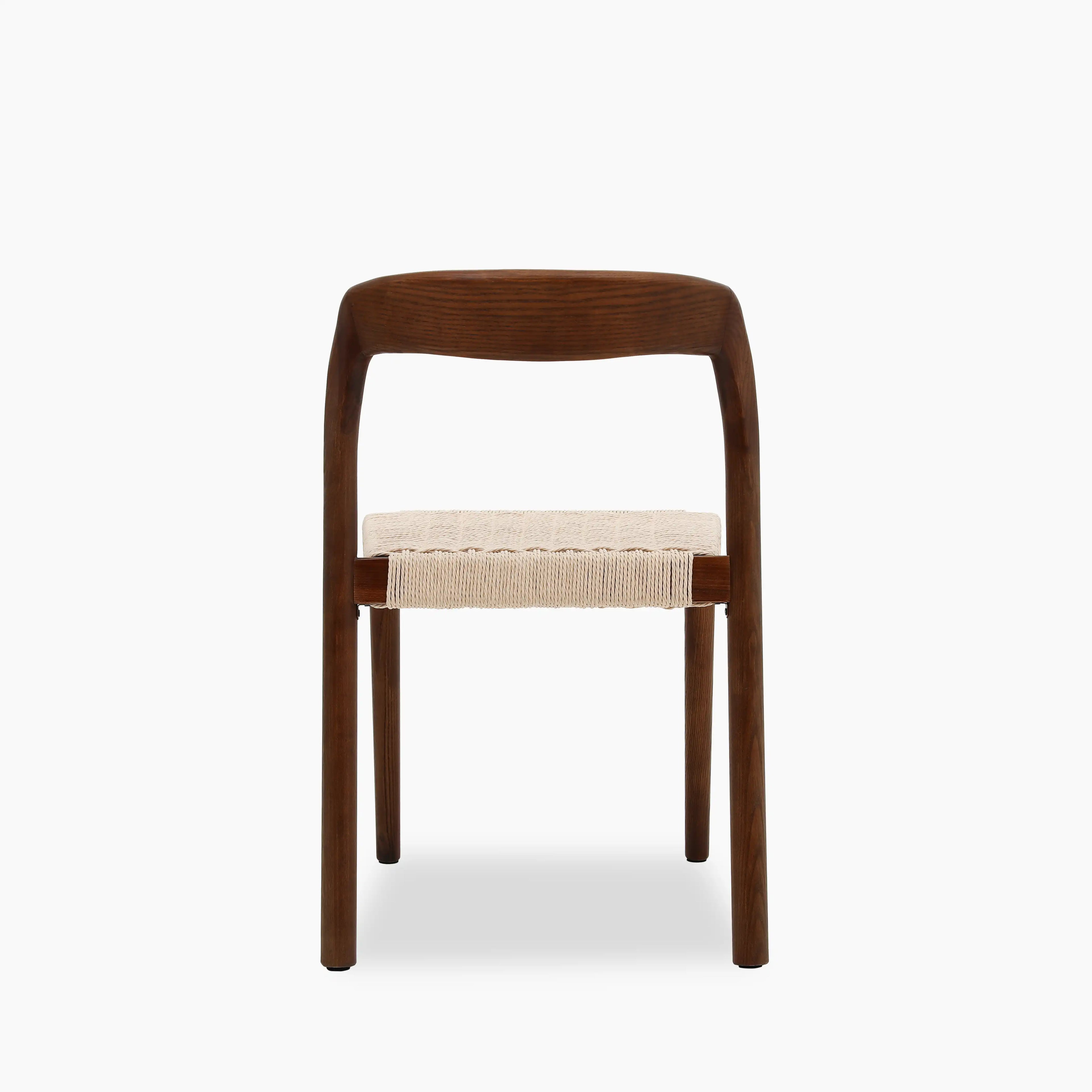 Madeleine Stackable Wooden Dining Chair | Natural Weave & Walnut