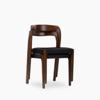 Madeleine Stackable Wooden Dining Chair | Vintage Black Faux Leather & Walnut