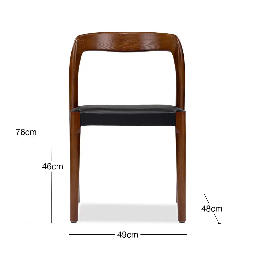 Madeleine Stackable Wooden Dining Chair | Vintage Black Faux Leather & Walnut