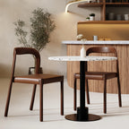 Madeleine Stackable Wooden Dining Chair | Vintage Tan Faux Leather & Walnut