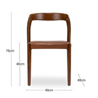 Madeleine Stackable Wooden Dining Chair | Vintage Tan Faux Leather & Walnut
