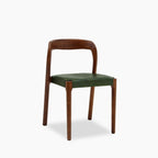 Madeleine Stackable Wooden Dining Chair | Vintage Green Faux Leather & Walnut