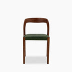Madeleine Stackable Wooden Dining Chair | Vintage Green Faux Leather & Walnut