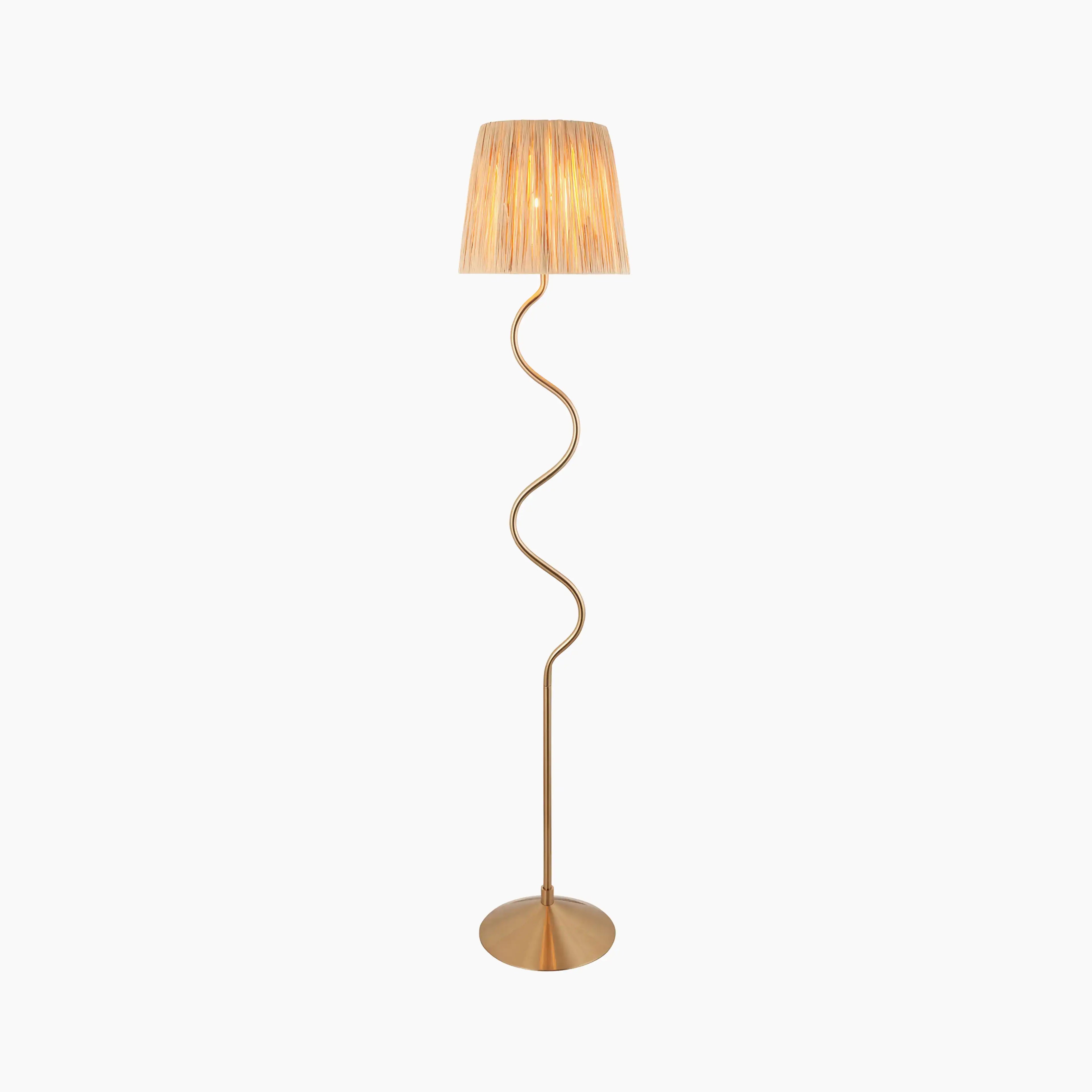 Davis Floor Lamp | Natural Raffia & Brass