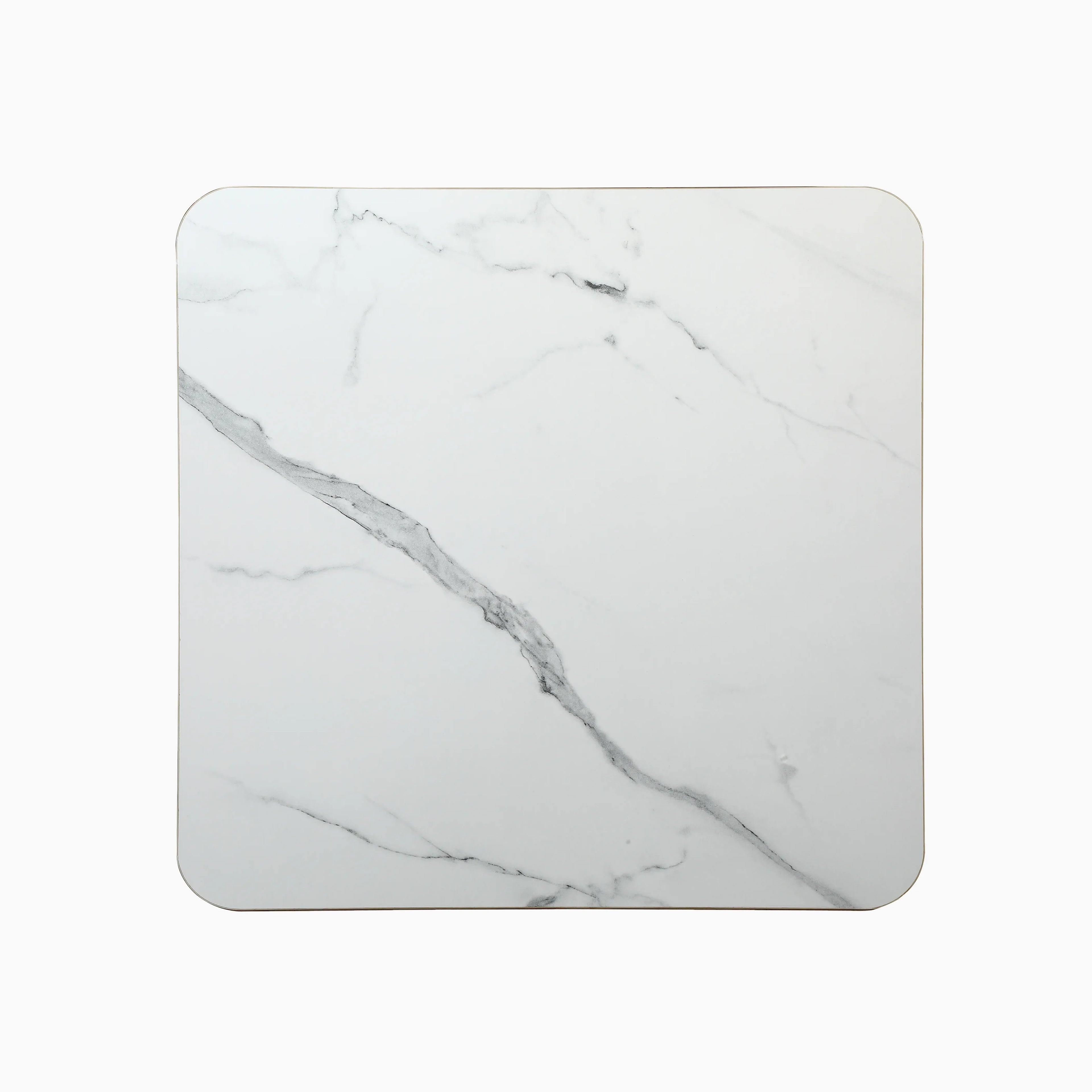 Jonas Square Table Top | White Marble Effect & Brass