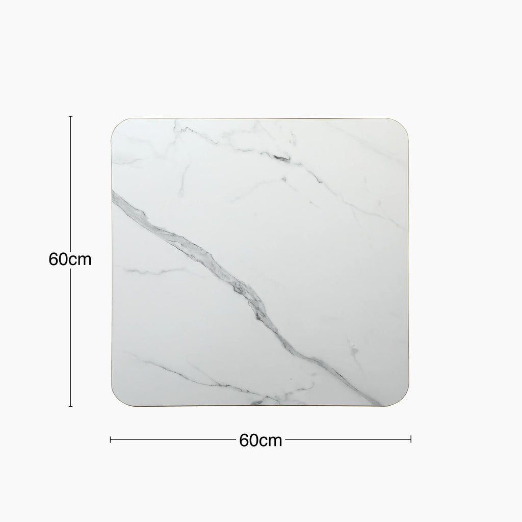 Jonas Square Table Top | White Marble Effect & Brass
