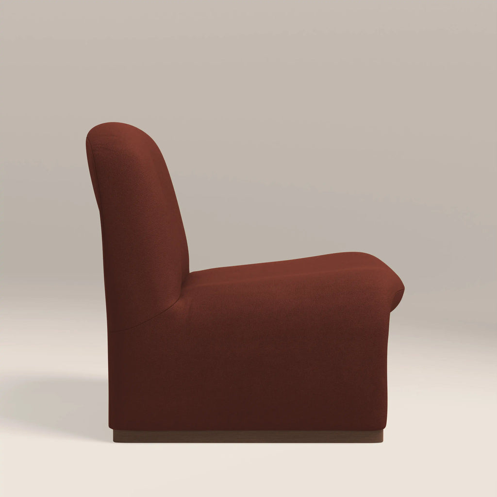 Arlet Accent Chair | Rust Red Sustainable Velvet & Walnut