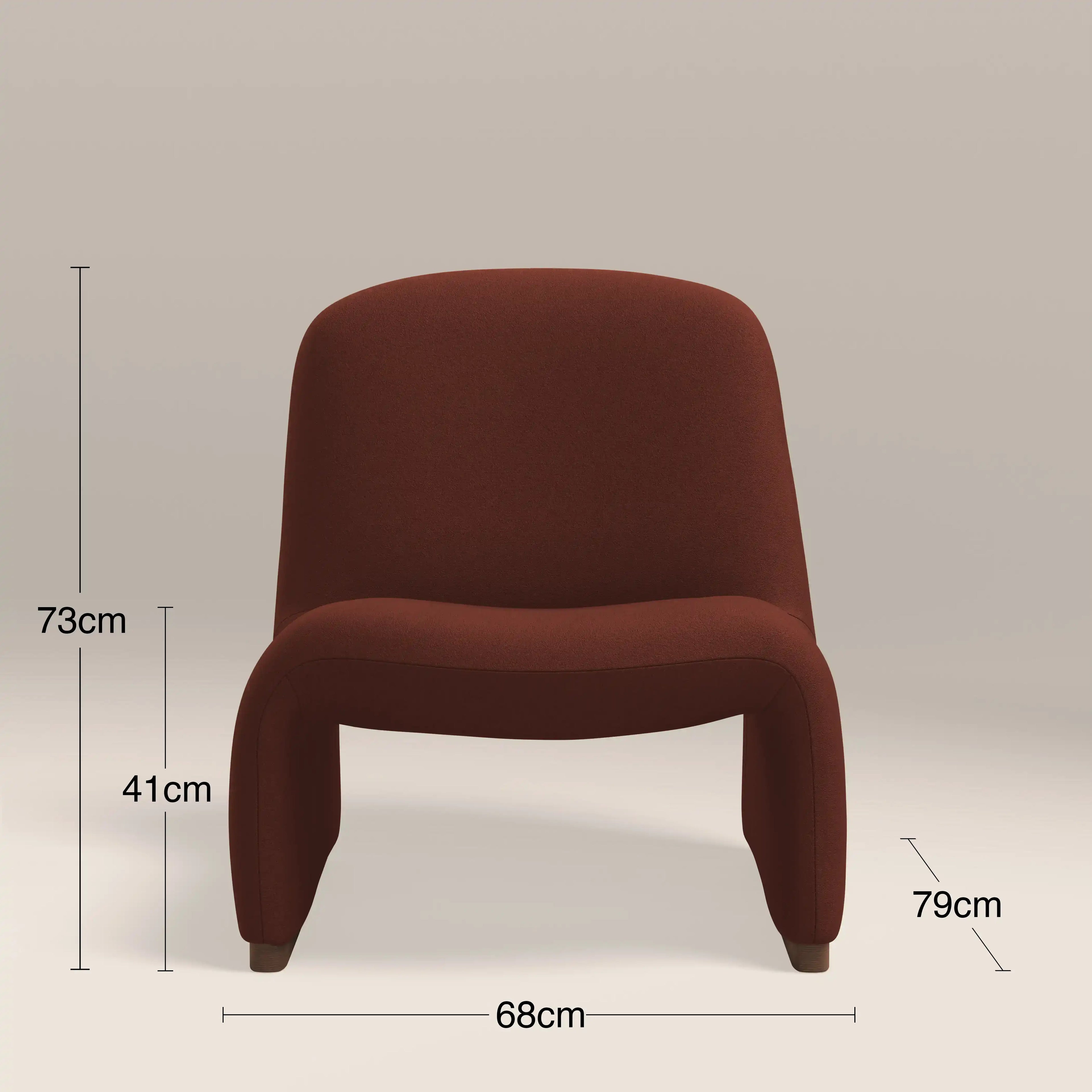 Arlet Accent Chair | Rust Red Sustainable Velvet & Walnut