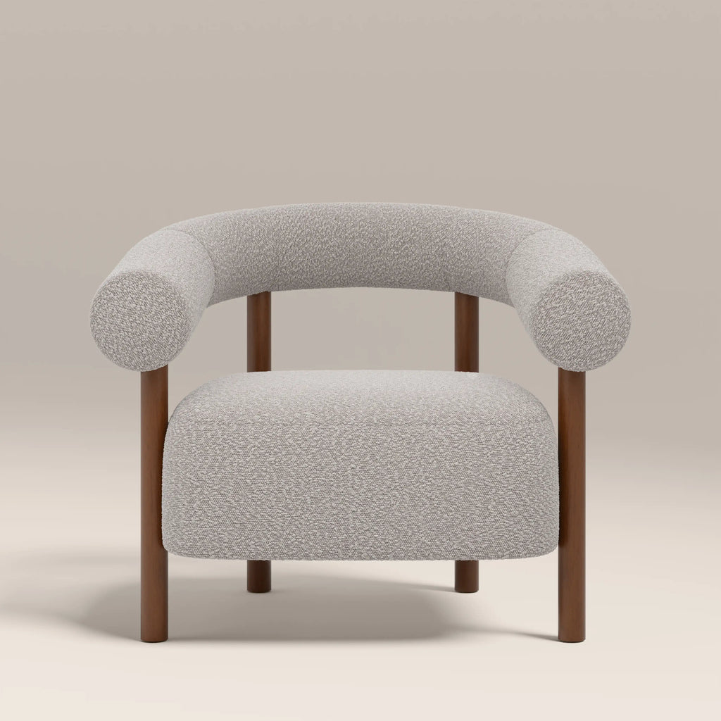 Cielo Armchair | Speckled Stone Sustainable Boucle & Walnut