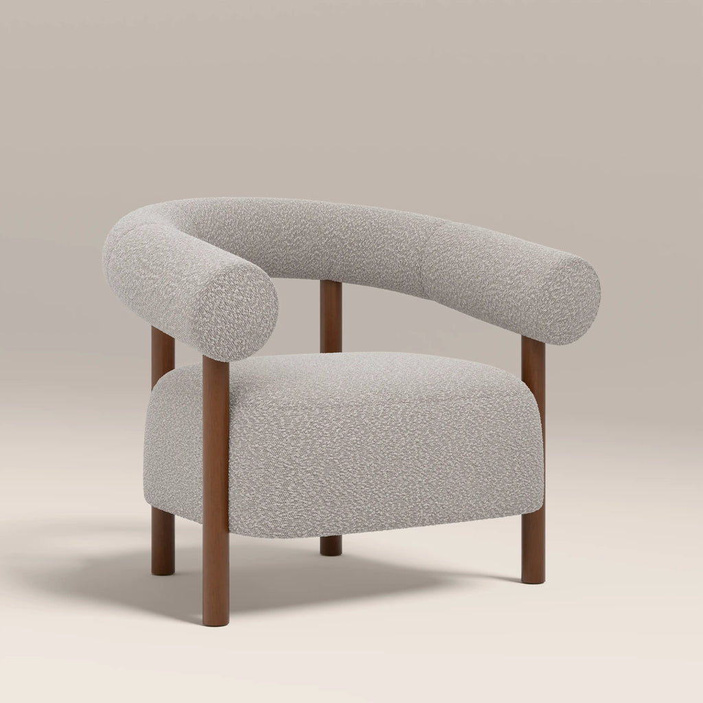 Cielo Armchair | Speckled Stone Sustainable Boucle & Walnut