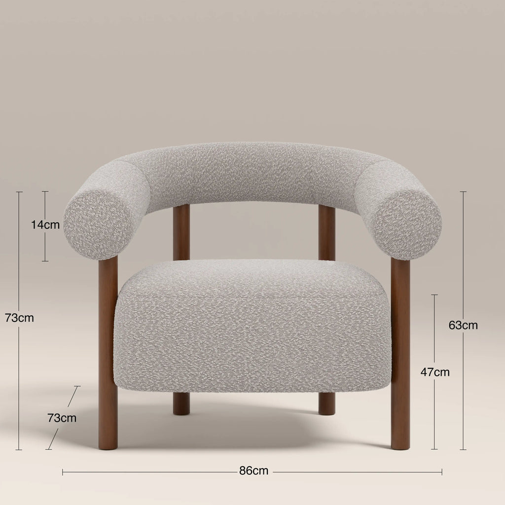 Cielo Armchair | Speckled Stone Sustainable Boucle & Walnut