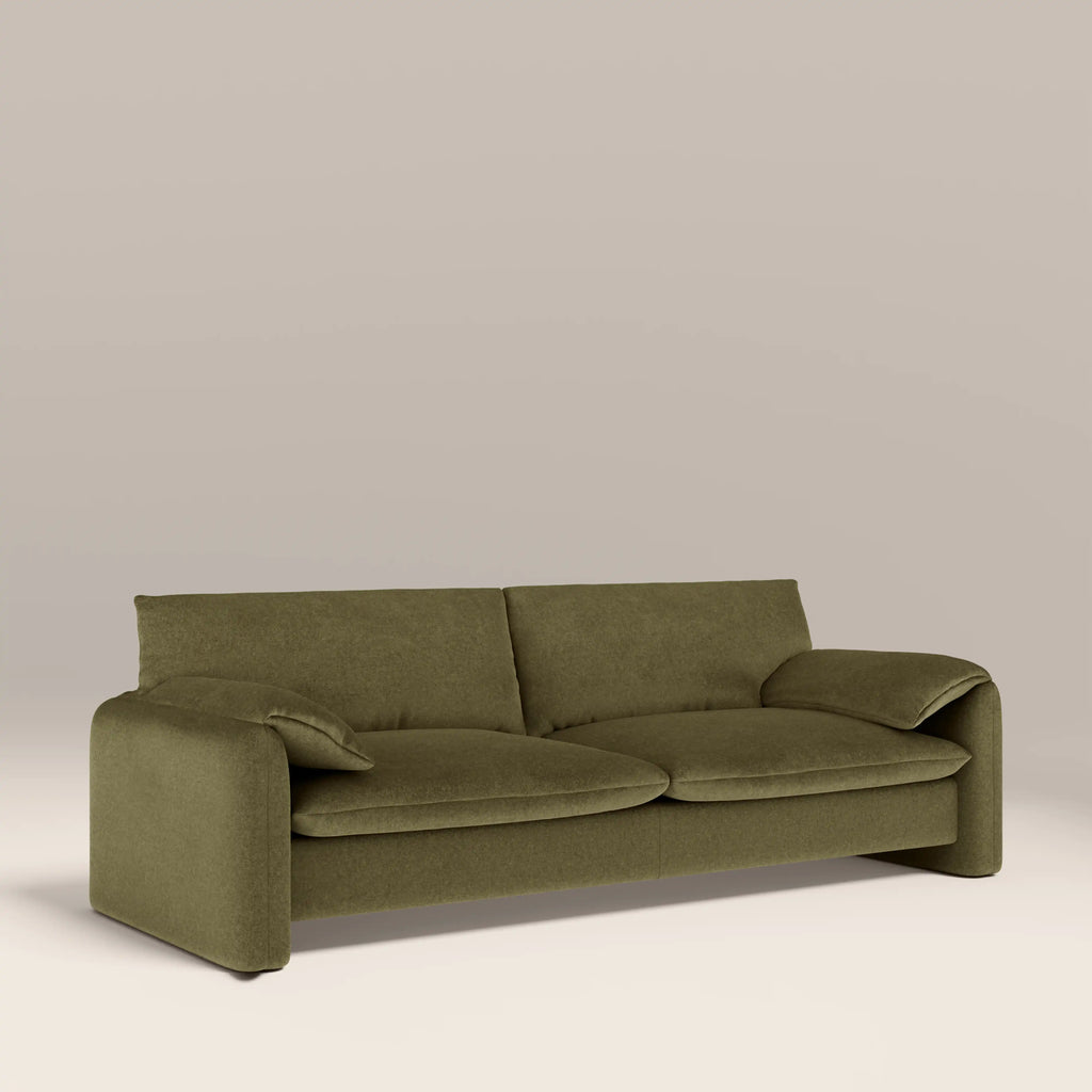 Haven 3 Seater Sofa | Moss Green Sustainable Mohair Velvet
