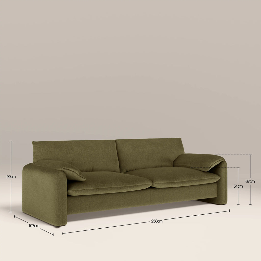 Haven 3 Seater Sofa | Moss Green Sustainable Mohair Velvet