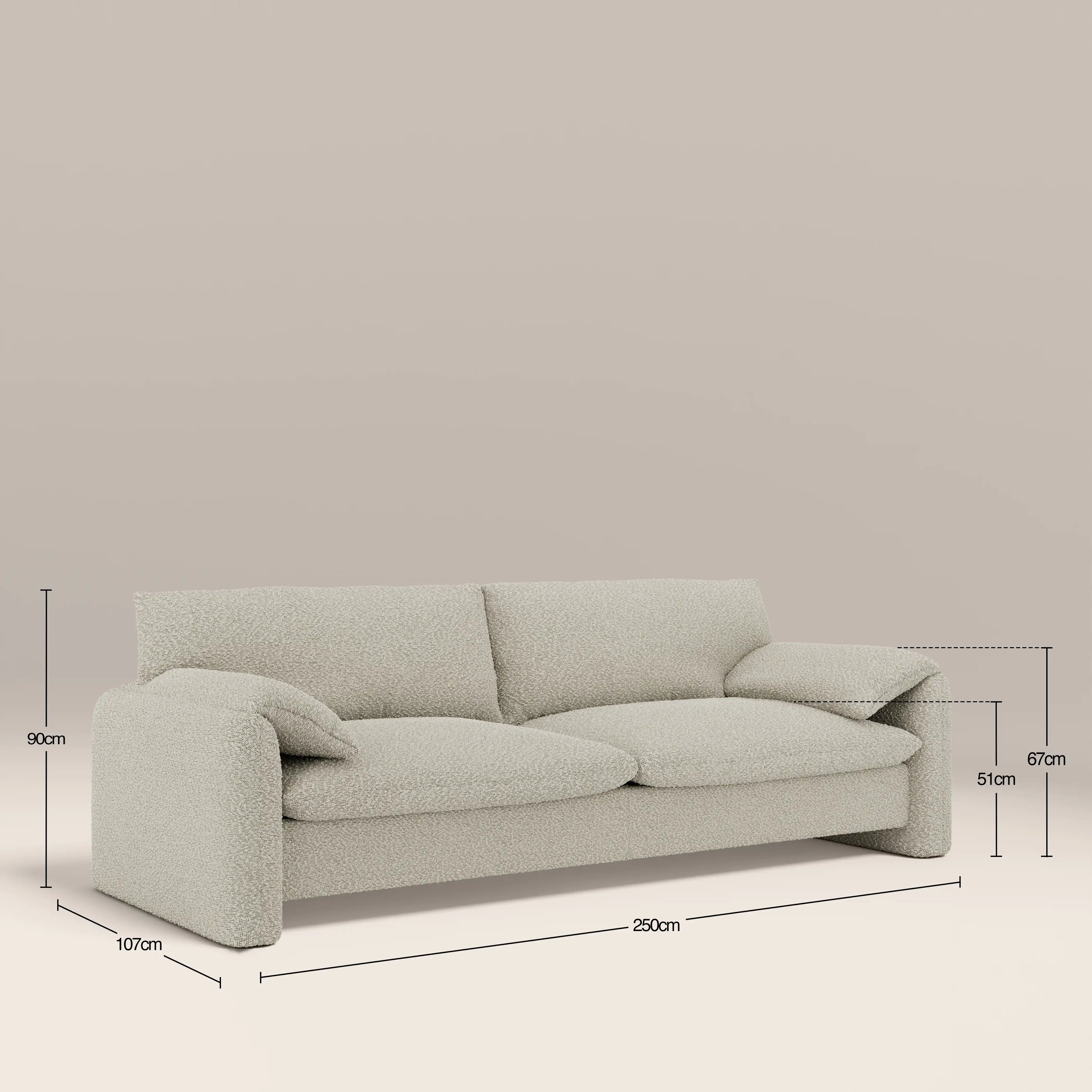 Haven 3 Seater Sofa | Speckled Stone Sustainable Boucle