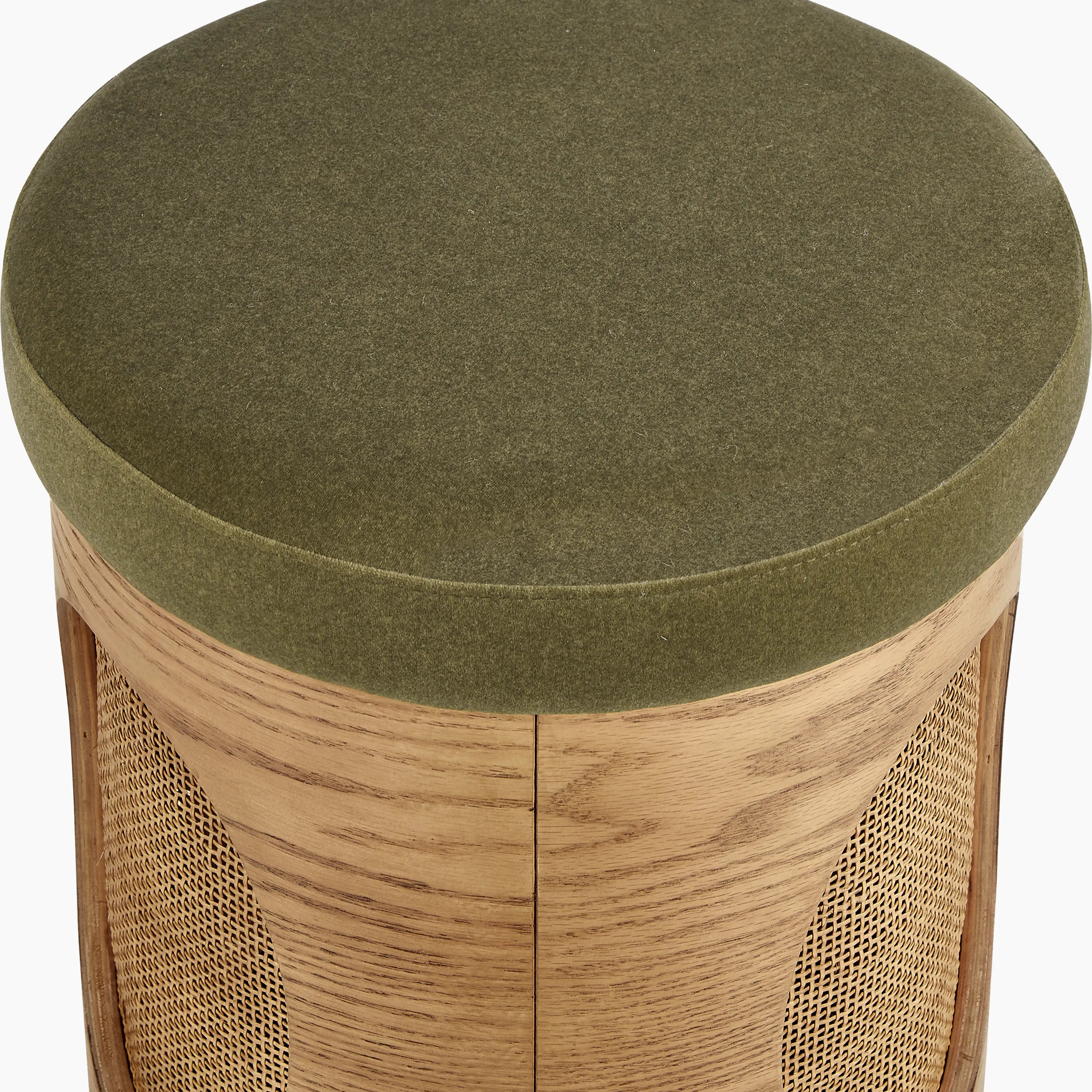Elton Pouffe | Moss Green Sustainable Mohair Velvet & Oak
