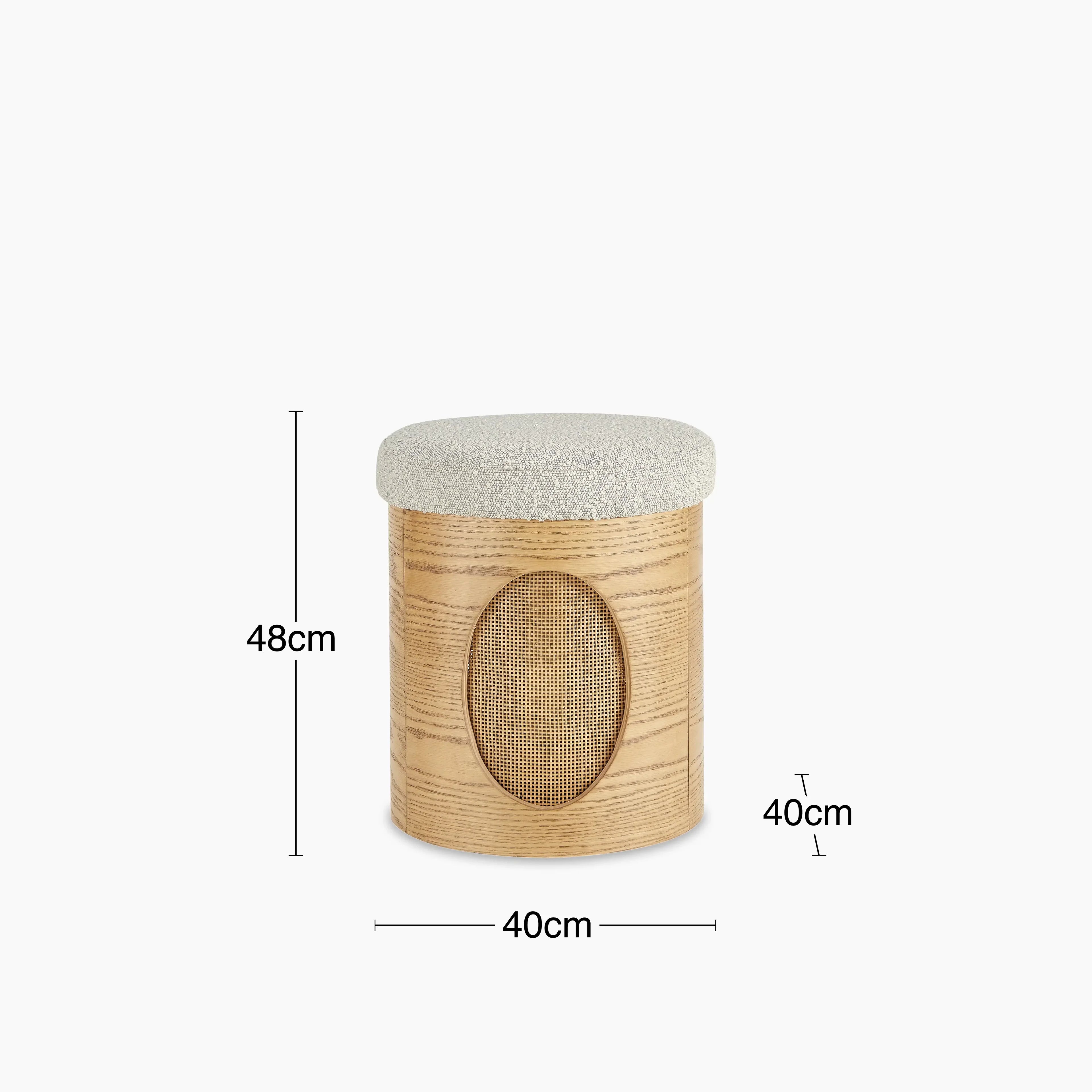 Elton Pouffe | Speckled Stone Sustainable Boucle & Oak