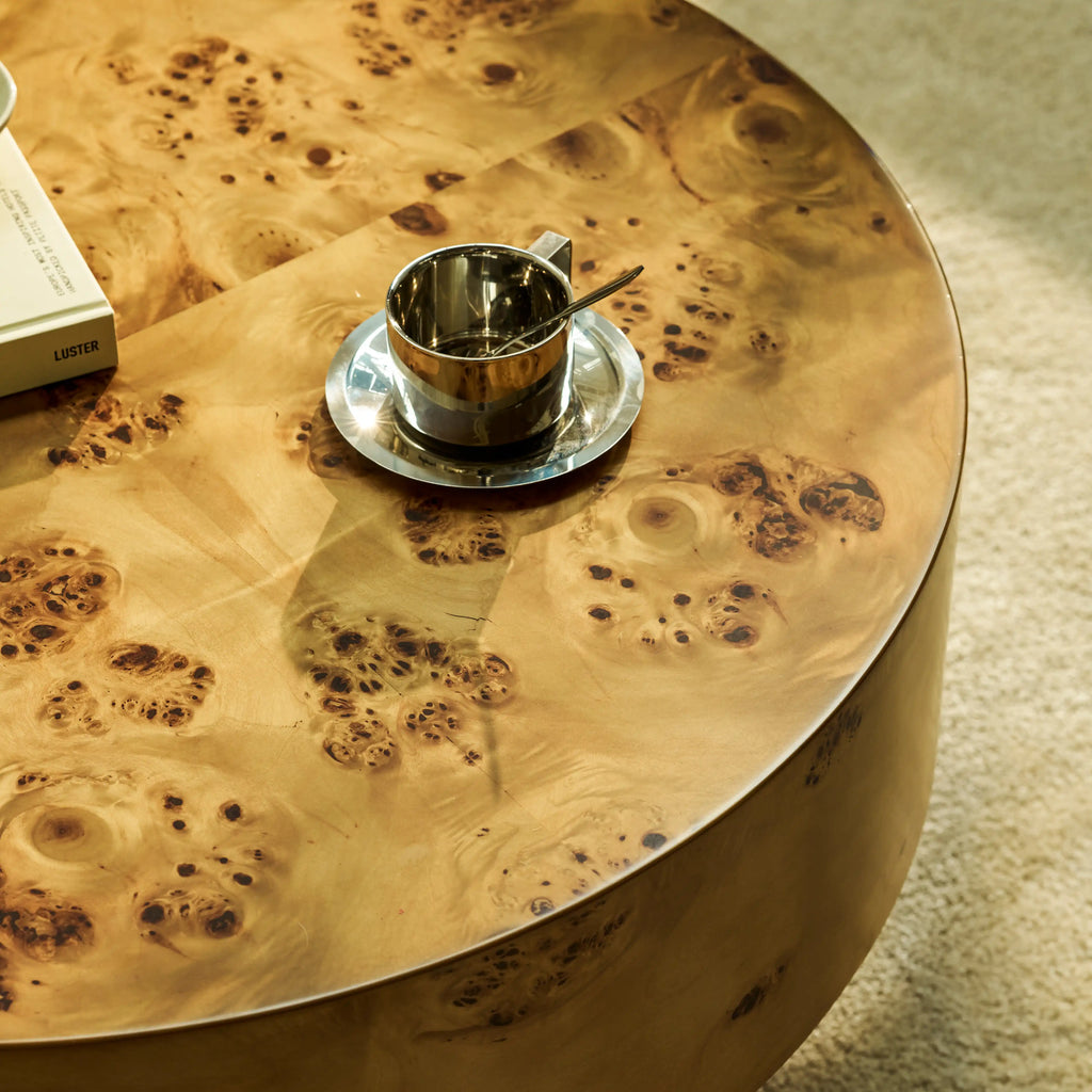 Dalton Round Wooden Coffee Table | Burl Wood