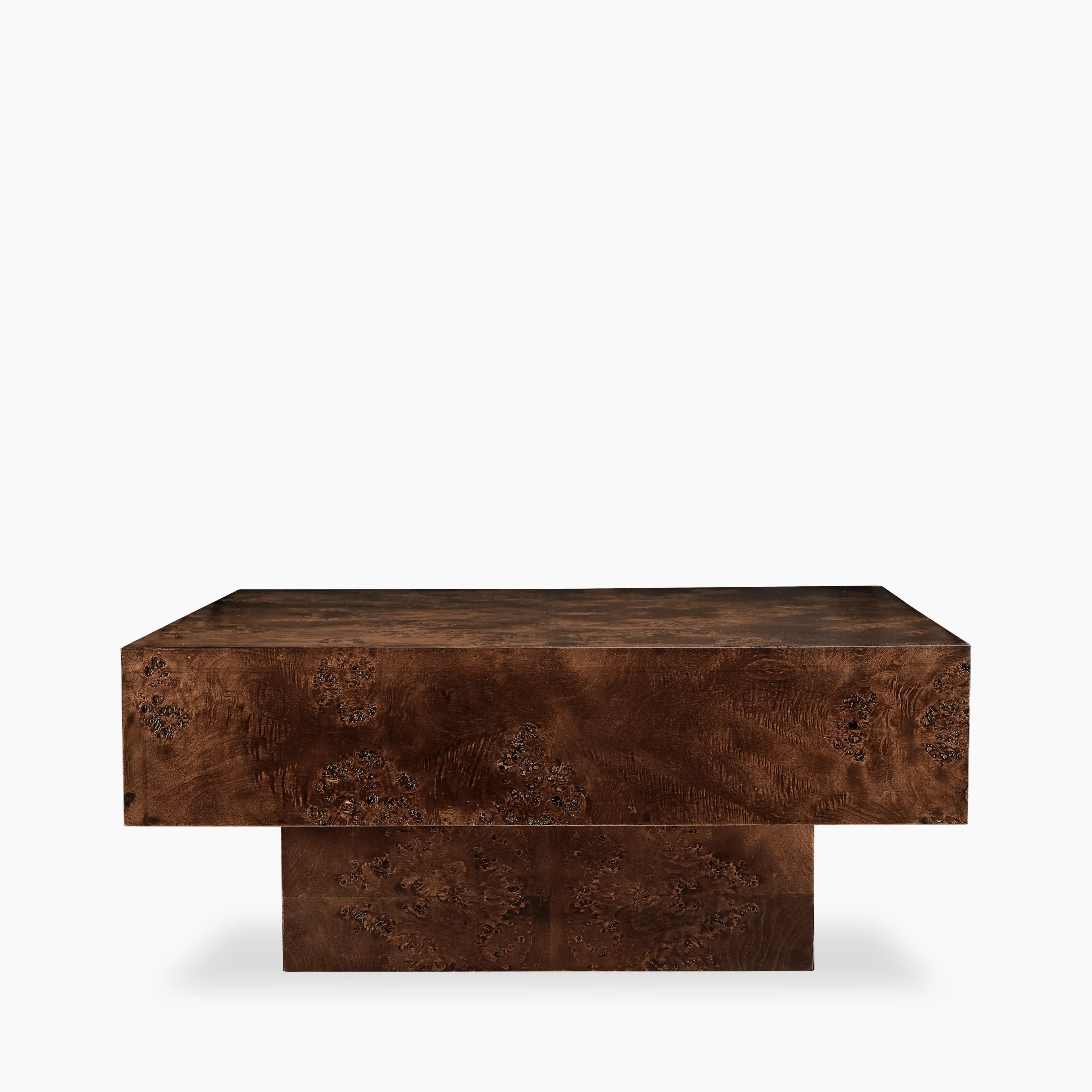 Dalton Square Wooden Coffee Table | Walnut Burl Wood