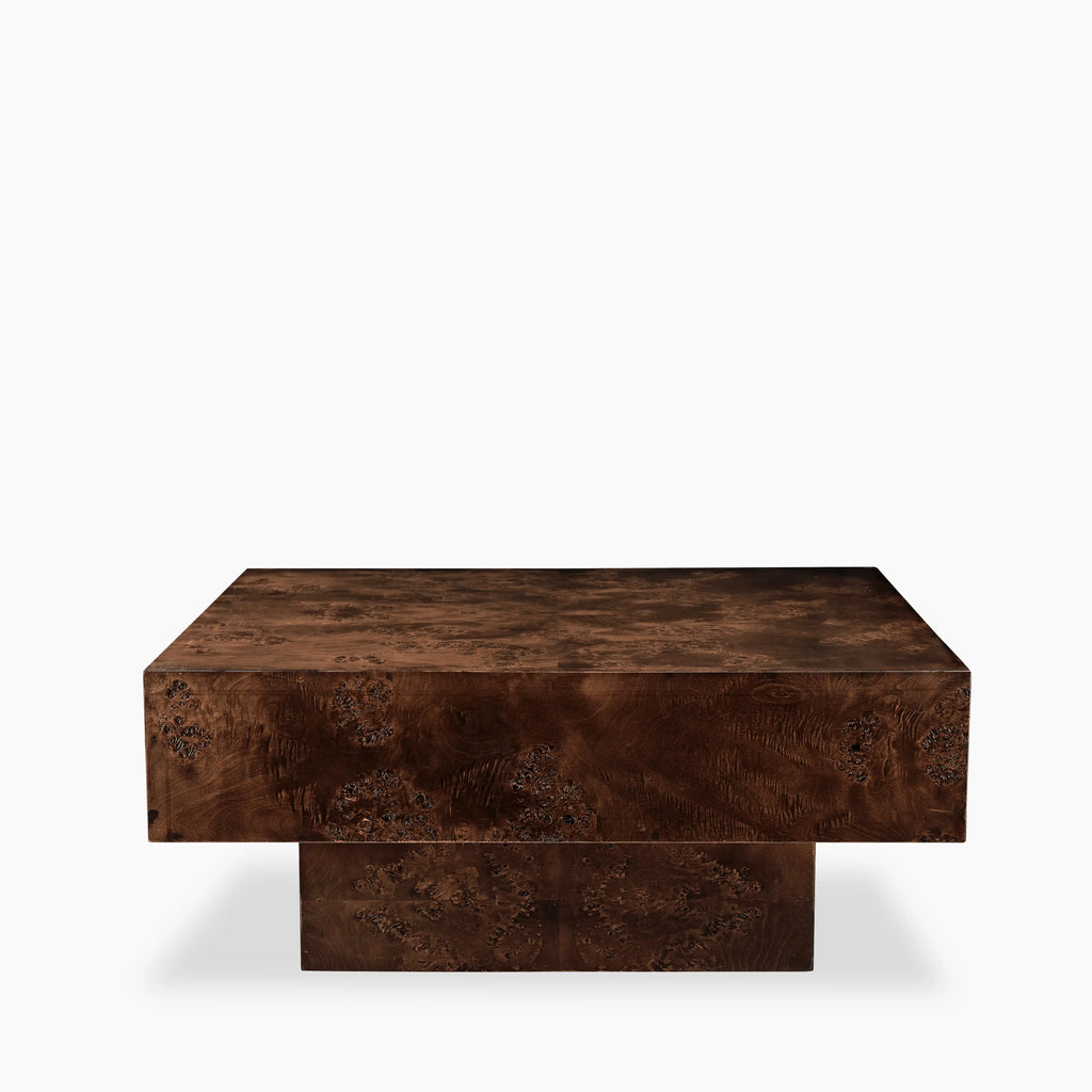 Dalton Square Wooden Coffee Table | Walnut Burl Wood