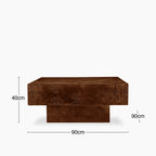 Dalton Square Wooden Coffee Table | Walnut Burl Wood