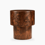 Dalton Round Wooden Side Table | Walnut Burl Wood