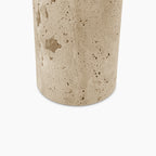 Emberlyn Table Lamp | White Linen & Natural Travertine