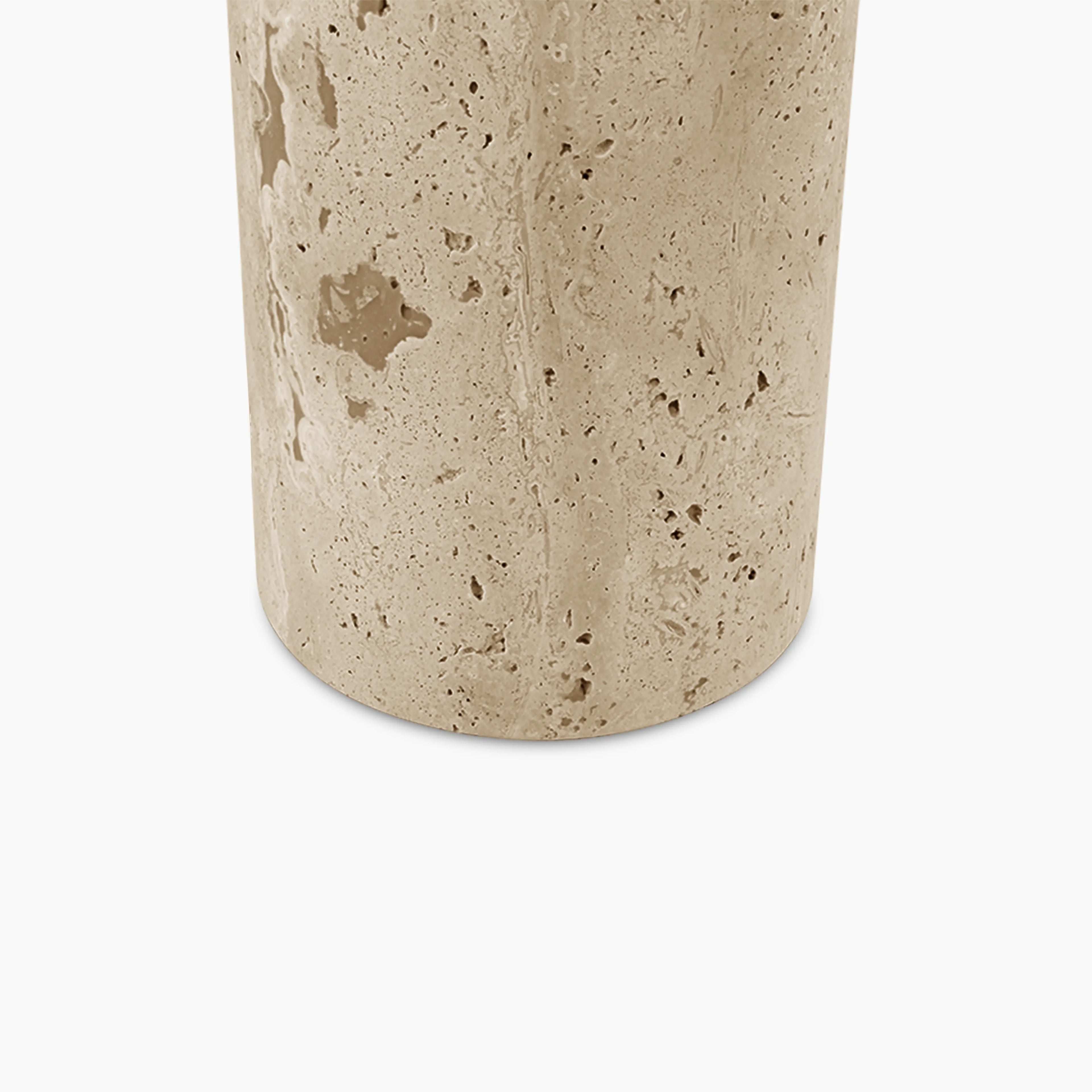 Emberlyn Table Lamp | White Linen & Natural Travertine